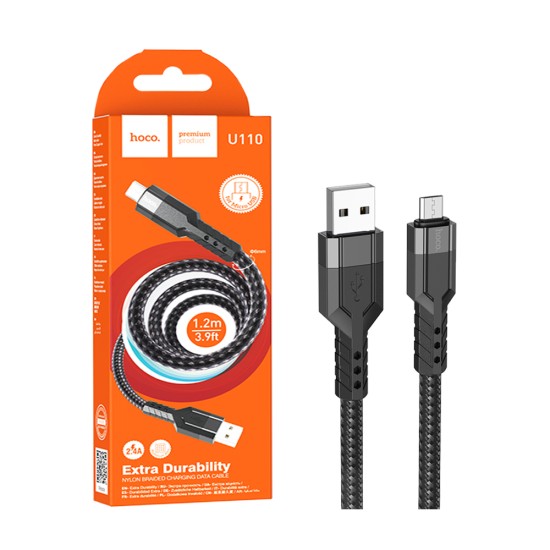 Hoco Cable U110 Micro 2.4A 1.2m Black Hoco Cable U110 Micro 2.4A 1.2m Black